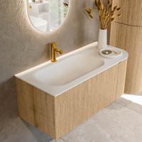 Badmeubel Mondiaz Kurve | 105 cm | Meubelkleur Oak | Wastafelkleur Talc | Links spoelbak | 1 kraangat