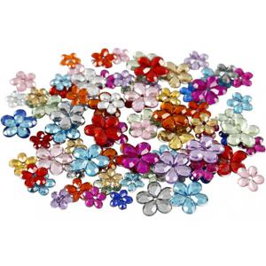 Knutsel strass bloem vorm steentjes - 252x stuks - multi kleuren mix - 6-12 mm - diamantjes