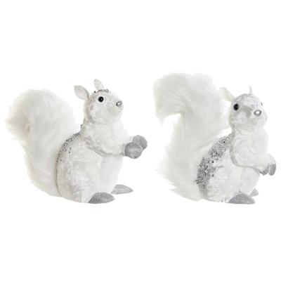 Kerstversiering DKD Home Decor Wit Eekhoorn 22 x 11 x 22 cm (2 Stuks)