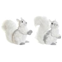 Kerstversiering DKD Home Decor Wit Eekhoorn 22 x 11 x 22 cm (2 Stuks)