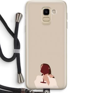 I drink wine: Samsung Galaxy J6 (2018) Transparant Hoesje met koord