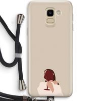 I drink wine: Samsung Galaxy J6 (2018) Transparant Hoesje met koord