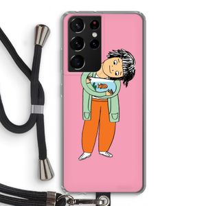 Visknuffel: Samsung Galaxy S21 Ultra Transparant Hoesje met koord