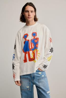 Bedrukte katoenen T-shirt - WHITE - L