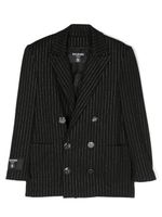 Balmain Kids blazer rayé à patch logo - Noir