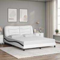 Bedframe zonder matras "Hvar" kunstleer zwart en wit 160x200 cm