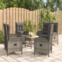 5-delige Tuinset met kussens poly rattan grijs