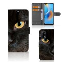 OPPO A74 4G | Telefoonhoesje | Met pasjeshouder | Zwarte Kat