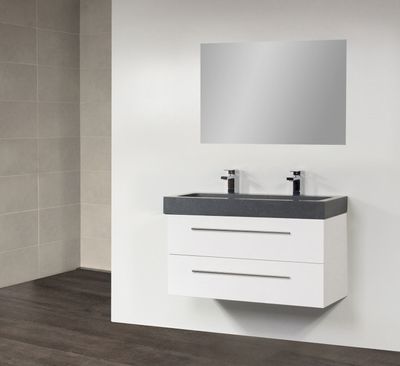 Badkamermeubel Exclusive Black Stone 100 cm Wit