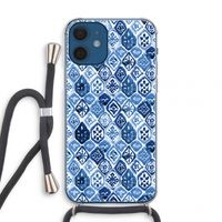 Blauw motief: iPhone 12 mini Transparant Hoesje met koord