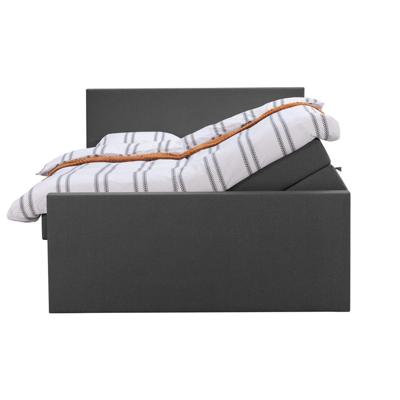 Leen Bakker - Boxspring Met Opbergruimte En Voetbord Liv Egaal - Antraciet - 180x200cm - Stof - Grijs