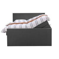 Leen Bakker - Boxspring Met Opbergruimte En Voetbord Liv Egaal - Antraciet - 180x200cm - Stof - Grijs