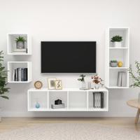 4-delige Tv-meubelset spaanplaat wit