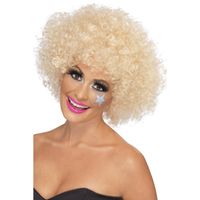 Afro verkleedpruik - blond - voor dames - Seventies thema   - - thumbnail