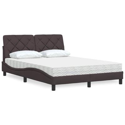 Bed met matras stof donkerbruin 140x200 cm