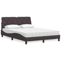 Bed met matras stof donkerbruin 140x200 cm