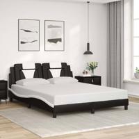 Bedframe "Viana" zonder matras kunstleer zwart en wit 160x200 cm