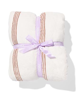 051 Plaid 130x150cm Sherpa Strepen Bruin (beige)