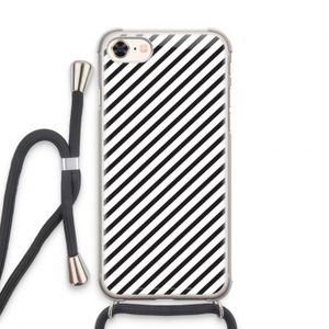 Strepen zwart-wit: iPhone 7 Transparant Hoesje met koord