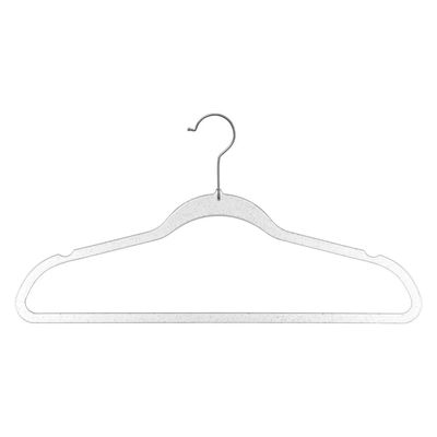 Set van 8x stuks kunststof kledinghangers met glitters zilver 45 x 24 cm