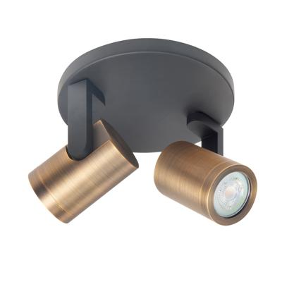 Highlight OpbouwspotHalo Spot zwart met koper brons 2-lichts rond - S7146.32