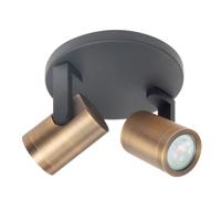 Highlight OpbouwspotHalo Spot zwart met koper brons 2-lichts rond - S7146.32