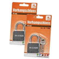Hangslot met 3 sleutels - 2x - 40 mm - messing - kofferslot