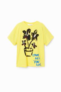 T-shirt met korte mouwen en plant - YELLOW - 3/4