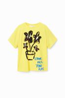 T-shirt met korte mouwen en plant - YELLOW - 3/4 - thumbnail