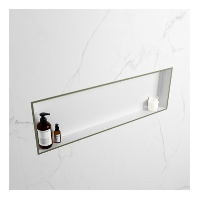 Wandnis Solid Surface Easy | In- en opbouw | 30x90x8 cm | 1 vak | Army/Talc