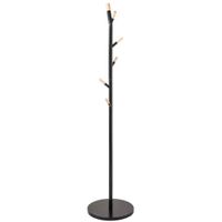 Kapstok - zwart - metaal/MDF - 6 haaks - 40 x 175 cm