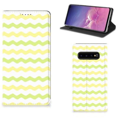 Samsung Galaxy S10 | Hoesje met Magneet | Waves Yellow