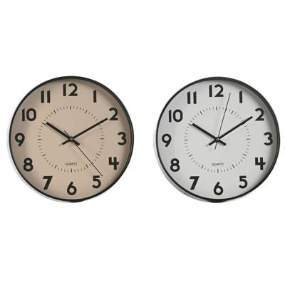 Muurklok Home ESPRIT Wit Beige PVC 30 x 4 x 30 cm (2 Stuks)