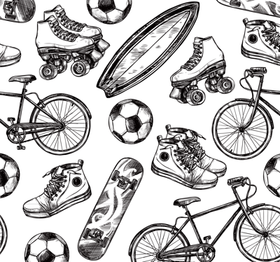 Sportspullen Vintage behang
