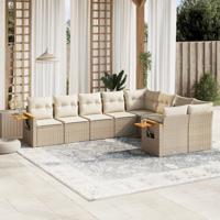9-delige Loungeset met kussens poly rattan beige