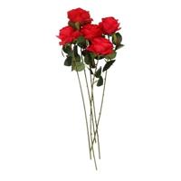 Kunstbloem roos Simone - 5x - rood - 45 cm - decoratie bloemen