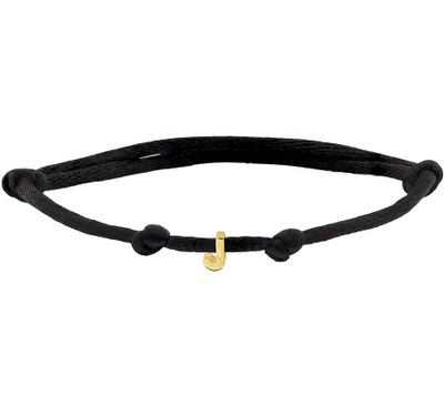 Armband Letter 5,5 x 5 mm satijn-geelgoud zwart 13-26 cm