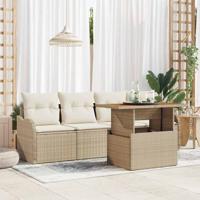 Tuinbankenset met opslag 5 pcs Beige poly rattan