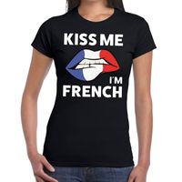 Kiss me i am French t-shirt zwart dames - thumbnail