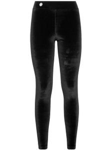 Philipp Plein legging en velours à plaque logo - Noir