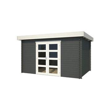 Blokhut Mikkel 380x275 Carbon Grey-Wit - Outdoor life