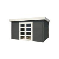 Blokhut Mikkel 380x275 Carbon Grey-Wit - Outdoor life