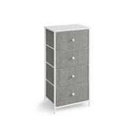 Hoge ladekast met metalen frame, Duifgrijs + crèmewit / 30D x 45B x 91,7H cm (4 Schubladen)