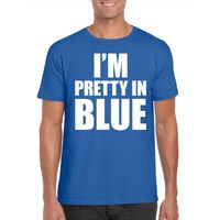 I am pretty in blue tekst t-shirt blauw heren - thumbnail