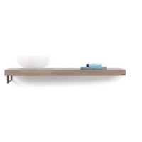 Looox Wooden Base Shelf solo L 140 cm, eiken old grey, handdoekhouders geborsteld rvs - thumbnail