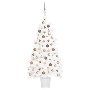 vidaXL Kunstkerstboom met verlichting en kerstballen 90 cm wit