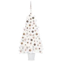 vidaXL Kunstkerstboom met verlichting en kerstballen 90 cm wit