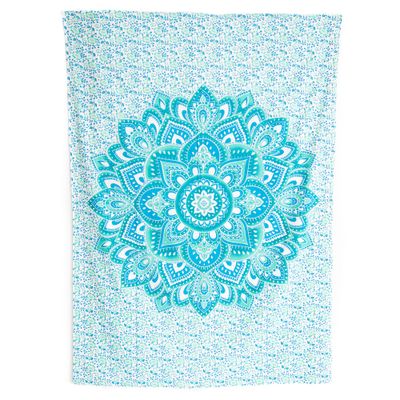Authentiek Wandkleed Katoen met Blauwe Mandala (215 x 135 cm)