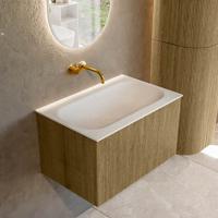 Badmeubel Mondiaz Kurve | 70 cm cm | Meubelkleur Dusk | Wastafelkleur Talc | Solid surface | Wasbak midden spoelbak | Zonder kraangat(en)
