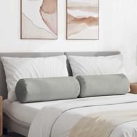 Bolster Kussens 2 pcs Lichtgrijs 25 x 70 cm Microvezel Stof Bolster Kussens 2 pcs Lichtgrijs 25 x 70 cm Microvezel Stof